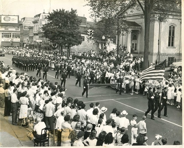 Mohegan's Bravest Marching In The City Of Peekskill In The 1940's